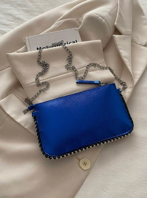 Shein Vintage Fashion Personalized Colorful Quilted Minimalist Metal Chain Crossbody Bag -.