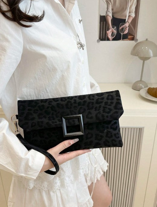 Shein Fashionable Leopard Print Small Square Bag Flap Cover Handbag>