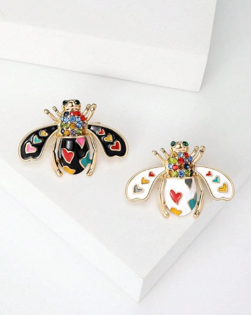 Shein Vintage Enamel Rhinestone Bee Brooches Fashion Insect Pins>