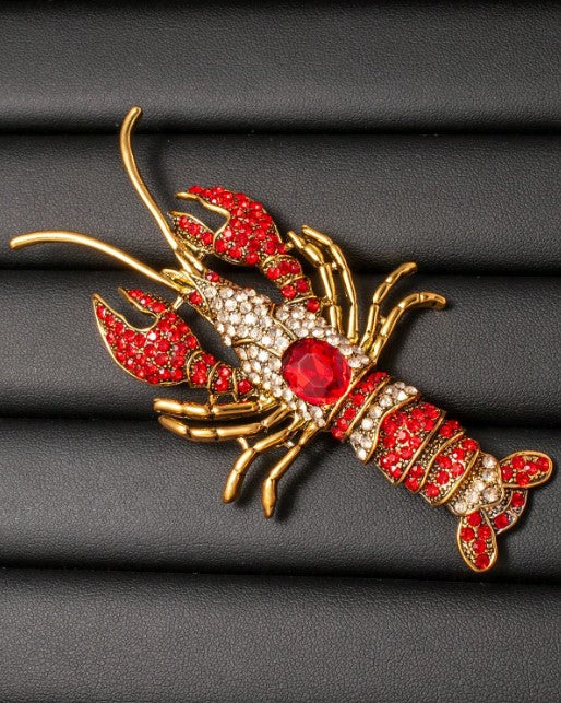 Shein Vintage Rhinestone Lobster Brooch Luxurious Chest Flower Pin>