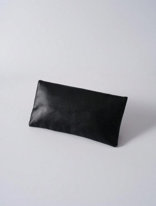 Shein Tassel Decor Black PU Leather Envelope Clutch Bag -.