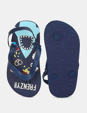 Ch. Place Boys Blue Feeding Frenzy!!' Shark Flip Flop, Size: 4-5  +