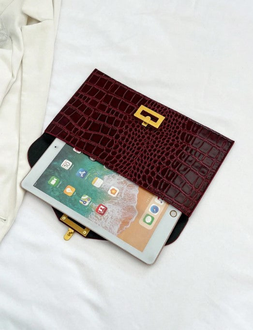 Shein 1pc Minimalist Solid Color Chic Faux Stone Texture Clutch Bag -.