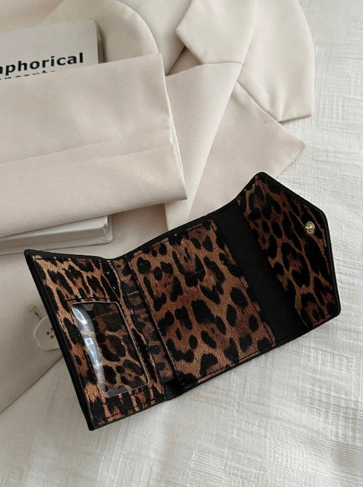 Shein 1pc PU Leather Folding Compact Wallet -.