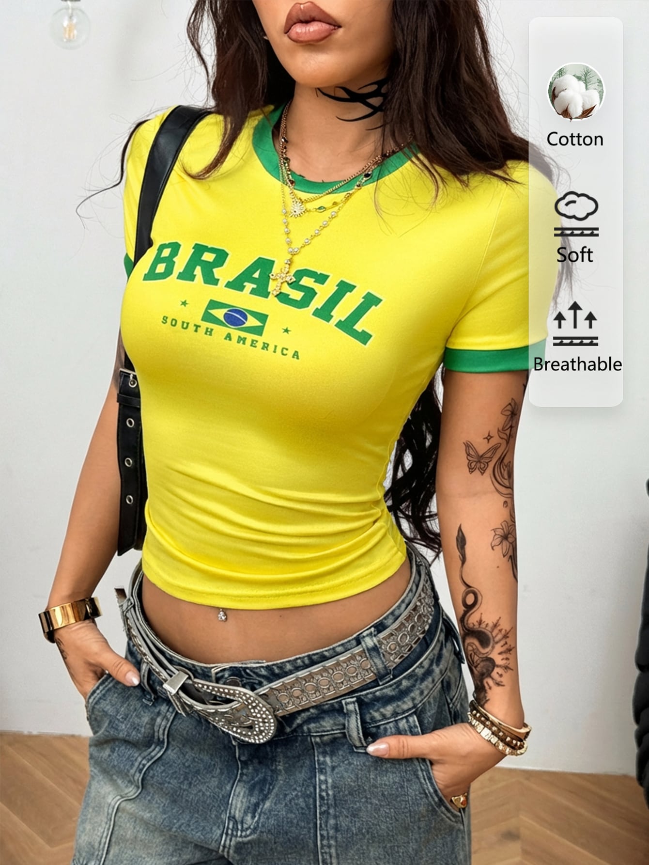 Women's Brazil Letter Print Ruched Sleeveless Sport Top