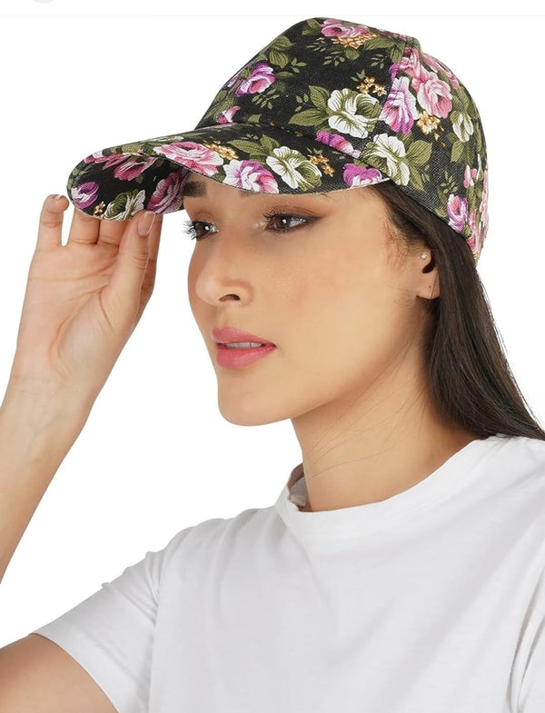 Shein 1pc Women Floral Print Sun Protection Baseball Cap */