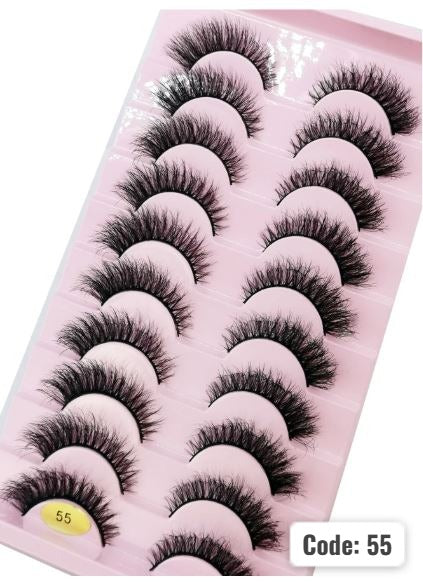 Shein 10pairs Natural Mink Eyelashes, code: 55 /