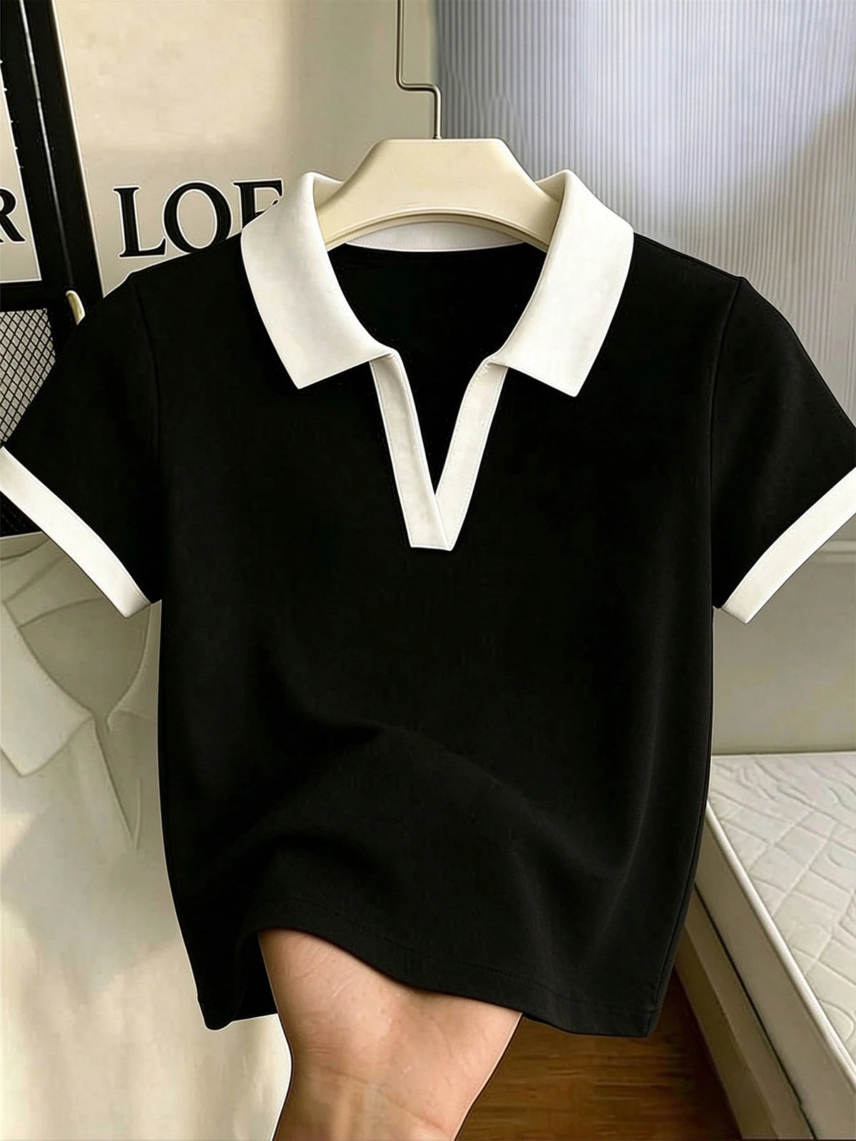 Women's Polo Collar Fitted Short Sleeve T-Shirt