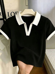 Women's Polo Collar Fitted Short Sleeve T-Shirt