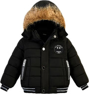 Toddler Boys' Warm Winter Down Parka Coat with Fur Hood