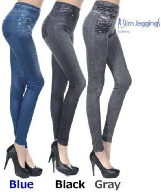Women's High Waist Denim Print Stretch Leggings