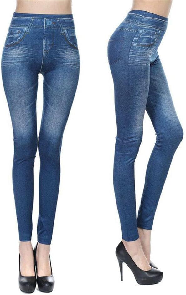 Women's High Waist Denim Print Stretch Leggings