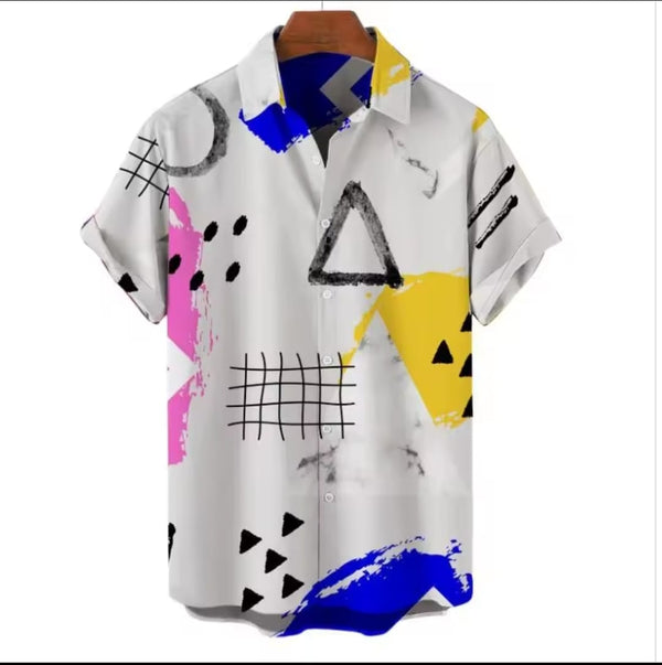 Shein Men Geo Print Shirt Without Tee, XXL +