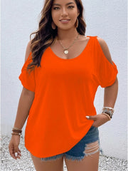 Women's Plus Size Cold Shoulder Knot T-Shirt