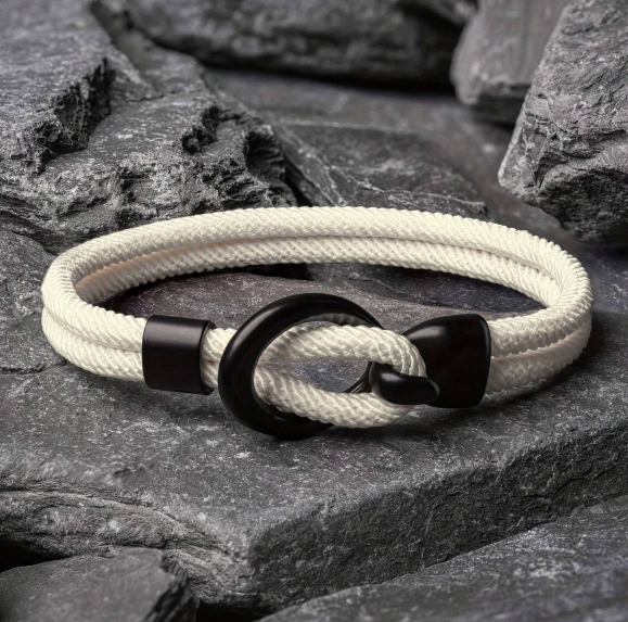 Men's Minimalist Braided Rope  Bracelet With Clasp white