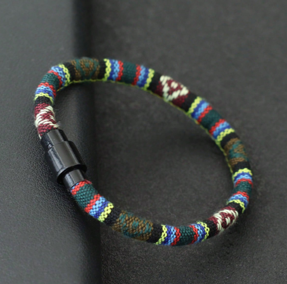 SHEIN 2025 Rope Bracelet For Men 6mm Bohemian Fabric Bracelet Bangle For Wristband Jewelry
