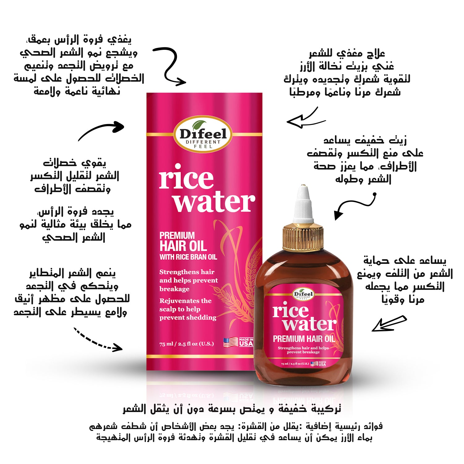 Difeel Rice Water Premium Hair Oil 75 ml