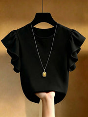 Women's Contrast Color Trim Puff Sleeve T-Shirt