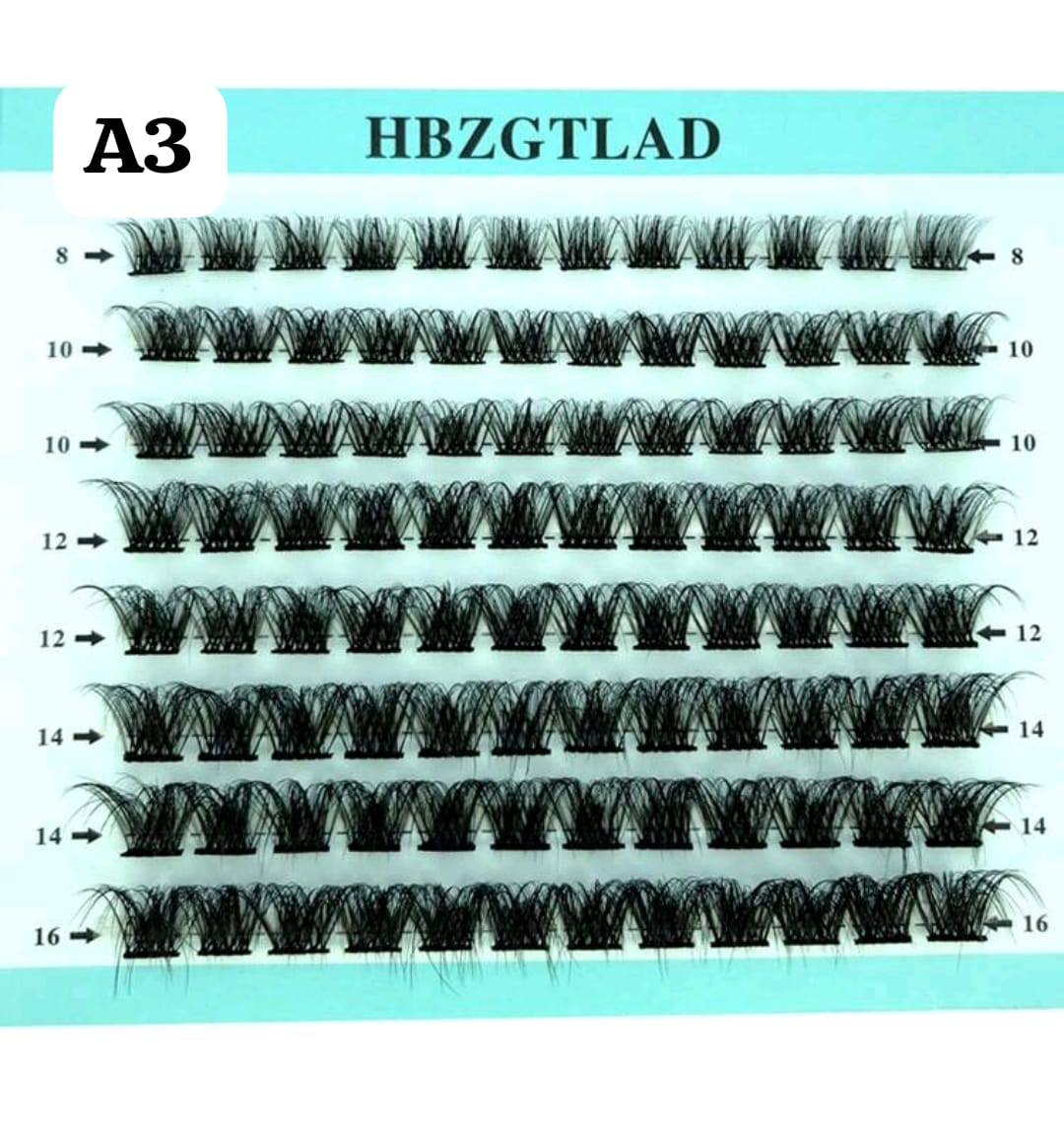 Shein 8 Rows 96pcs Mixed Size Natural Fluffy Single Cluster 3d False Eyelashes, Code: A3 +