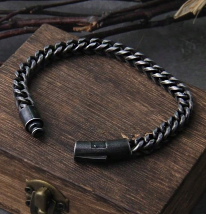 Shein Men's Bracelet, Handmade Punk Rock Motorcycle Stainless Steel Bracelet,