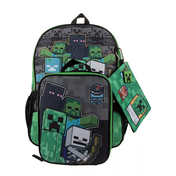 Kids Minecraft 5-Piece Backpack Set Set */