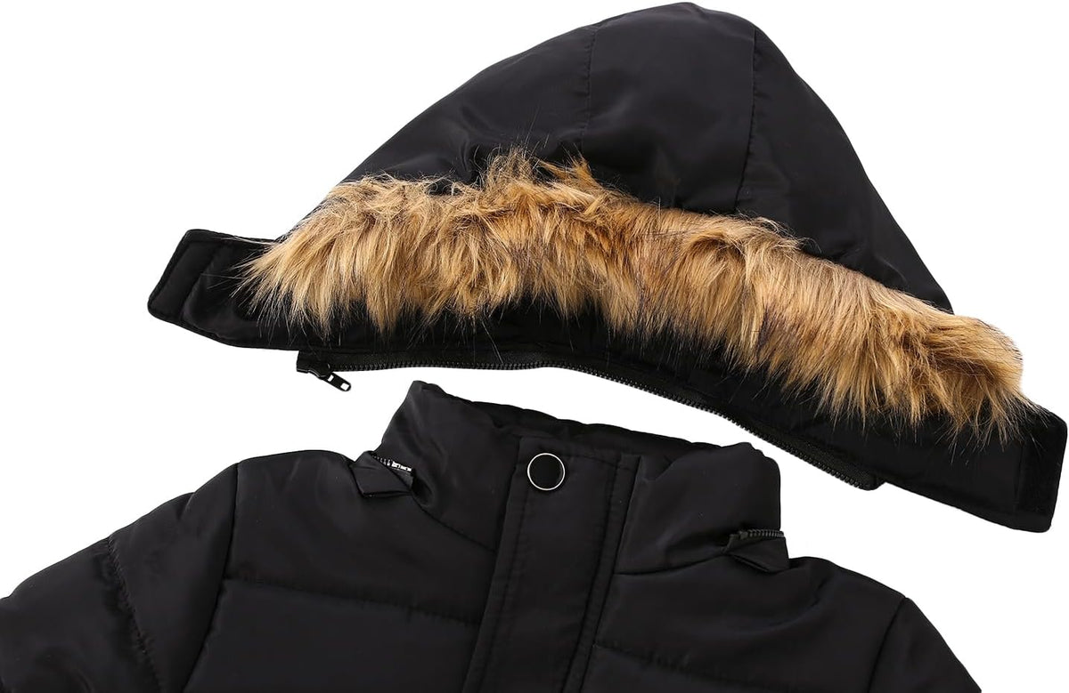 Toddler Boys' Warm Winter Down Parka Coat with Fur Hood
