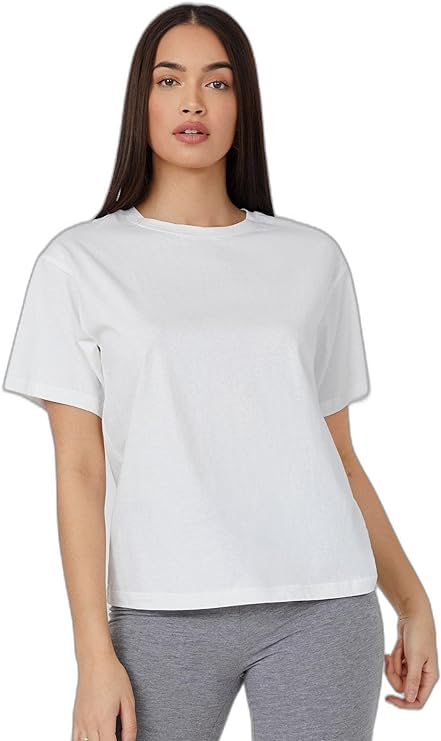 Shein BASICS Cotton Drop Shoulder Solid Tee, L */