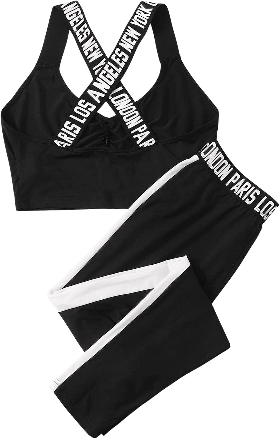 SHEIN Women's Striped Crop Tank Top and Leggings Tracksuit Set