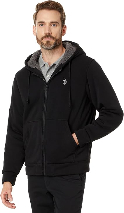 U.S. Polo Men's Full Zip Sherpa Hoodie +