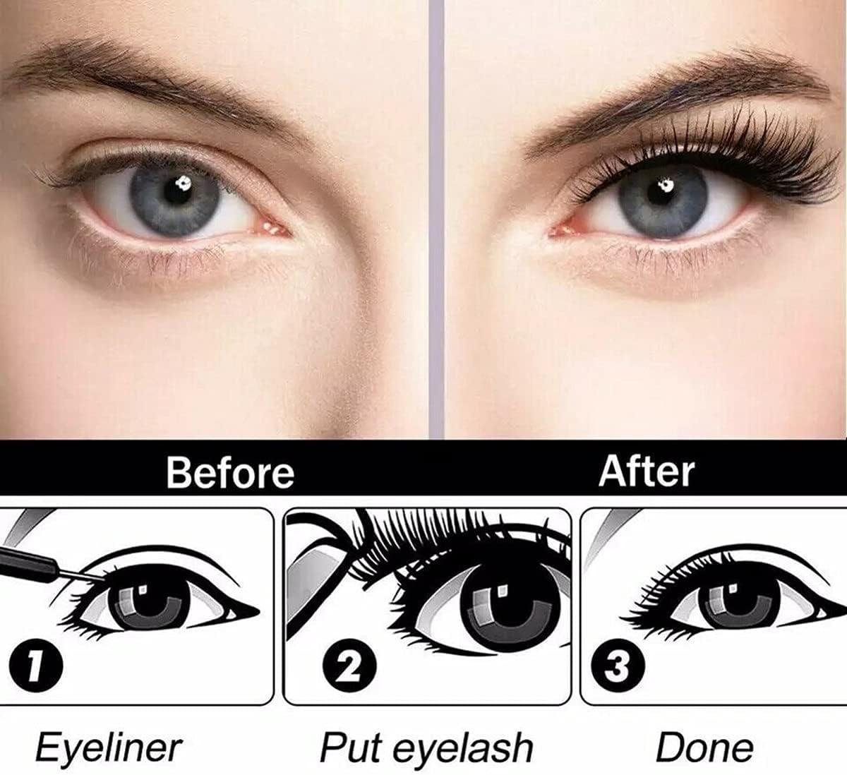 Shein Magnetic Eyelashes Kit with Eyeliner - 10 Pairs Magnetic False Lashes, Code: 10-K3 +