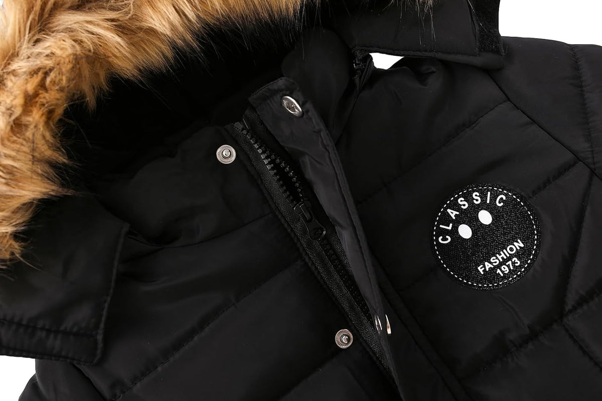 Toddler Boys' Warm Winter Down Parka Coat with Fur Hood