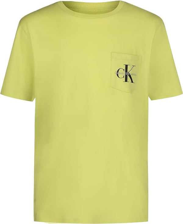 CK. Boys' Short Sleeve Pocket Logo Crew Neck T-Shirt, L /