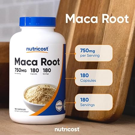 Nutricost Maca Root (Lepidium meyenii) 750mg, 180 Capsules, 180 Servings +