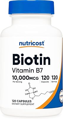 Nutricost Biotin (Vitamin B7) 10,000mcg (10mg), 120 Capsules -.