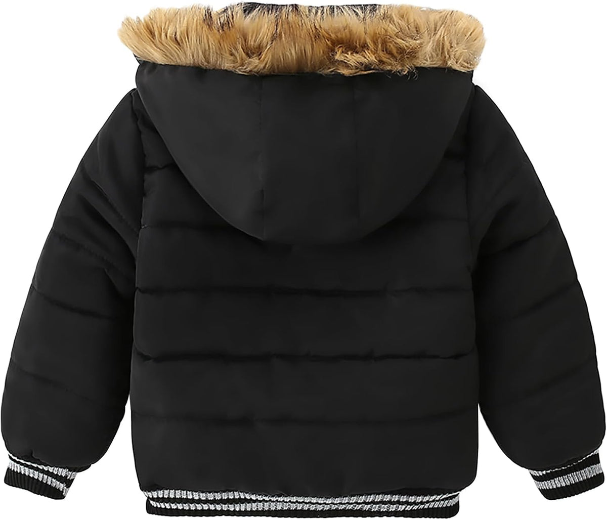 Toddler Boys' Warm Winter Down Parka Coat with Fur Hood