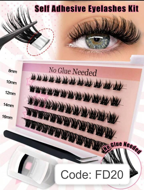 Shein 60 Pcs Self Adhesive Lashes Cluster Fluffy 8-16mm Mixed Lengths Kit, No Glue Needed, Code: FD20 +