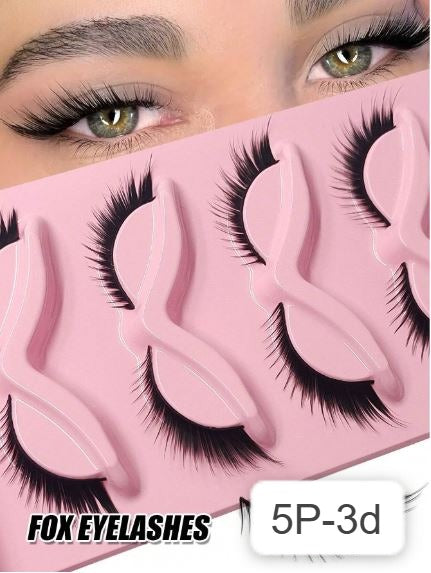 Shein 5 Pairs Fox Eye Eyelashes Natural Look Winged End, Code: 5P-3d