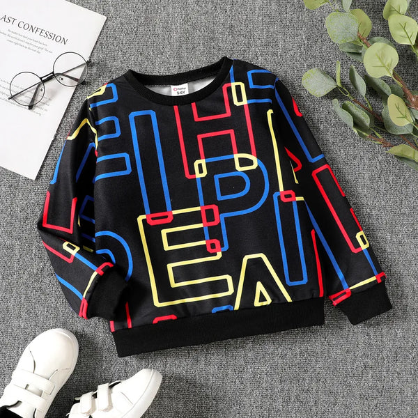 Pat Pat Stitching Fabric Lettering Sweatshirt, 6-7T +