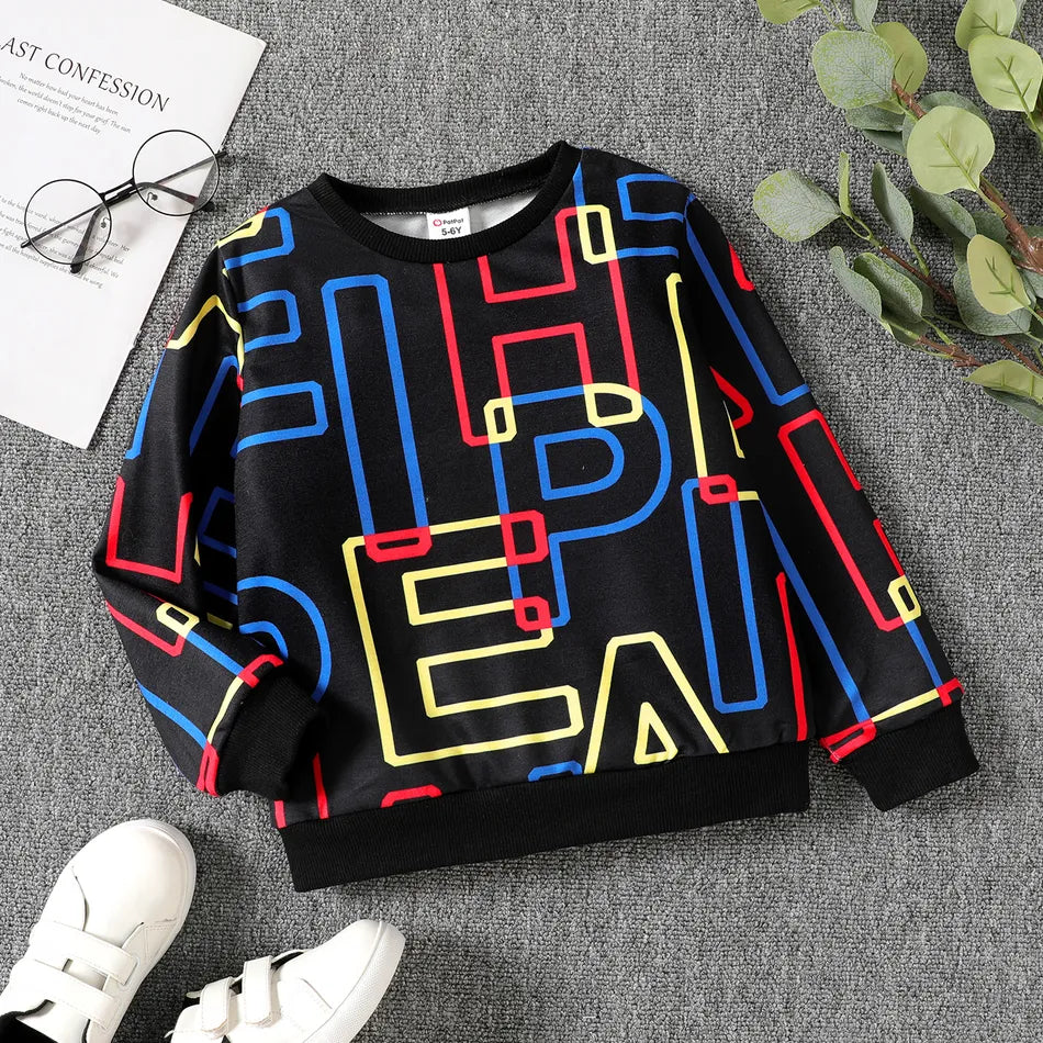 Pat Pat Stitching Fabric Lettering Sweatshirt, 6-7T +