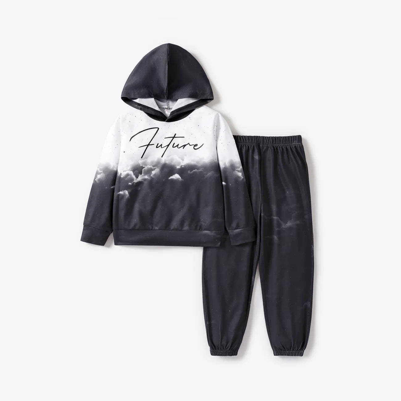 Pat Pat 2pcs Kid Boy Cloud Print Colorblock Hoodie Sweatshirt and Pants Set, 6-7T  +
