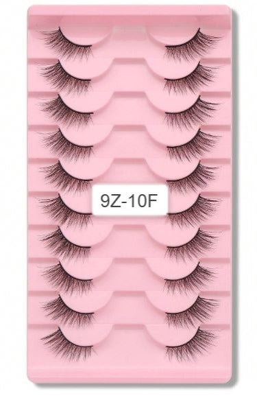 Shein 10pairs Cat Eye Style Natural Crossed & Extended Black False Eyelashes, 9Z-10F