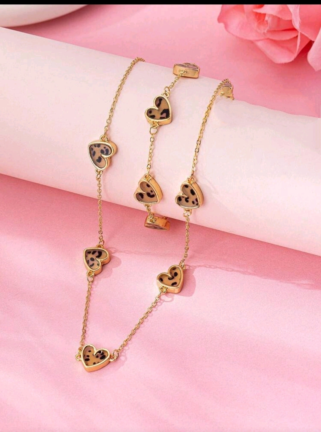 Shein Women's Leopard Print Heart Jewelry Set