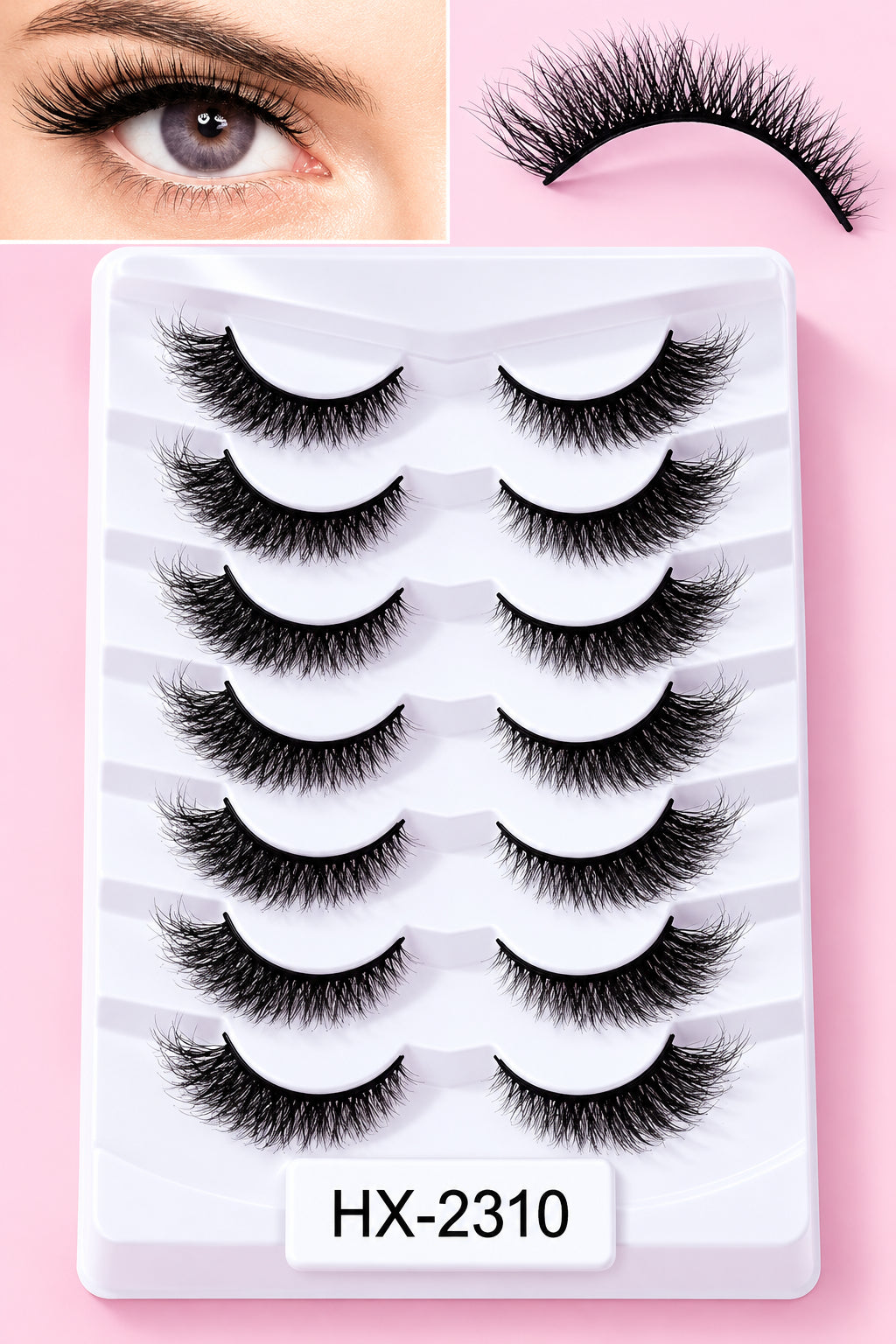 Shein 7 Pairs Full False Lashes 3D Stereoscopic Fishtail Eye, Code: HX-2310 +