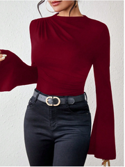 Shein Lune Women's Bell Sleeve Ruffle Hem T-Shirt -.