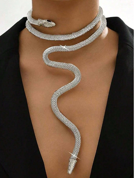 Shein 1pc Fashionable Exaggerated Adjustable Faux Snakeskin >