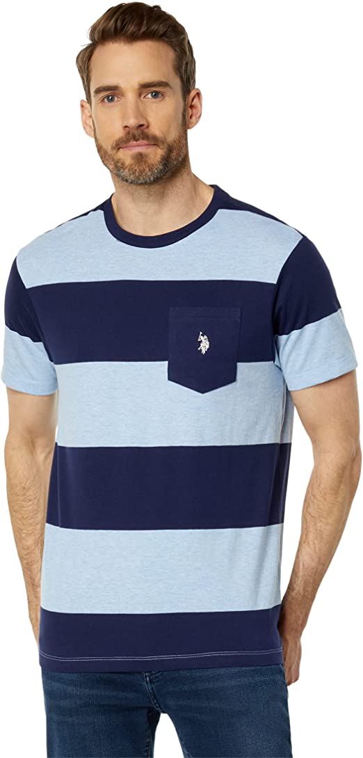 U.S. Polo Rugby Stripe Jersey T-Shirt with Pocket */