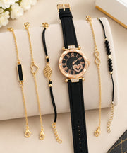 Shein Women's Starry Sky Quartz Watch and Beaded Bracelet Set