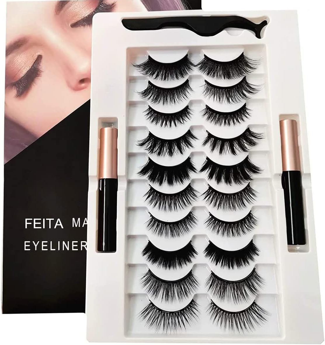 Shein Magnetic Eyelashes Kit with Eyeliner - 10 Pairs Magnetic False Lashes, Code: 10-K3 +