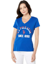 U.S. Polo V-Neck Arched Pony Graphic Tee, S +