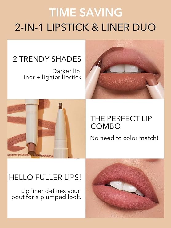 Sheglam Glam 101 Lipstick & Liner Duo 2 in 1 - Warm Nutmeg -.